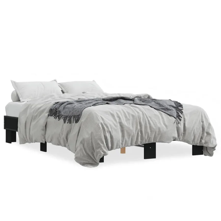 Cadre de lit sans matelas noir 120x200 cm - 2