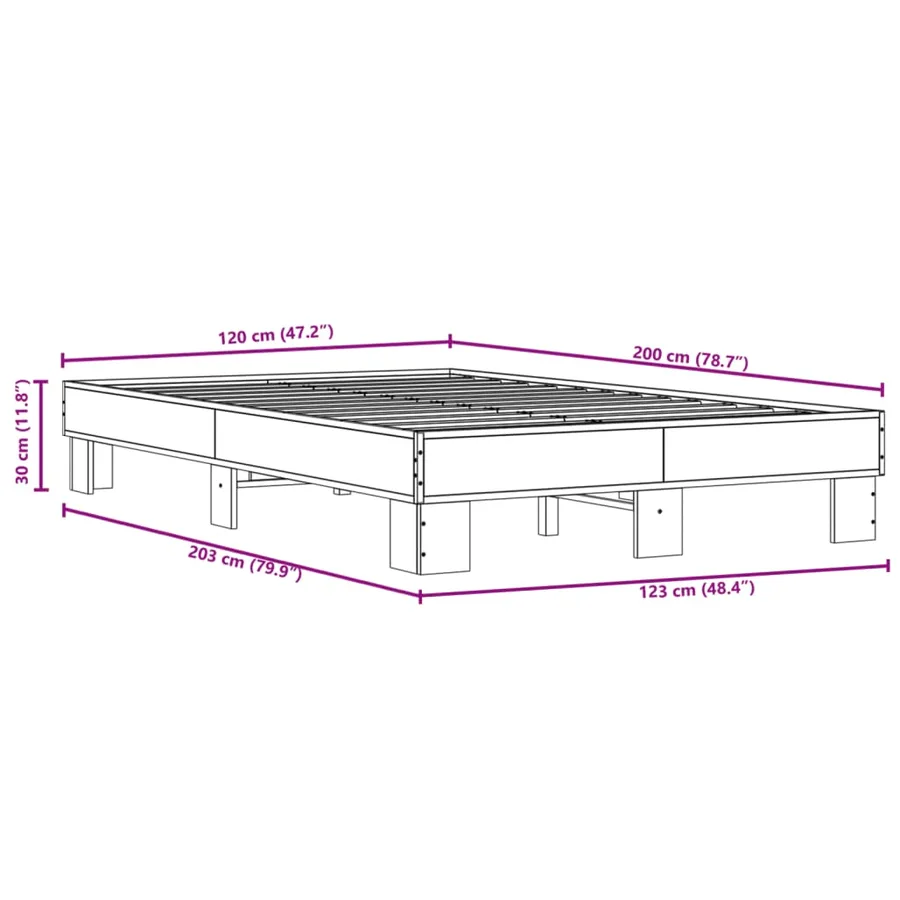Cadre de lit sans matelas noir 120x200 cm - 9