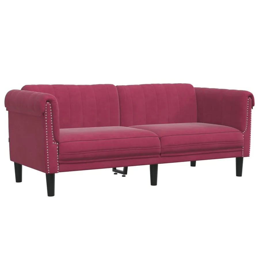 Ensemble de canapés 2 pcs rouge bordeaux velours - 4