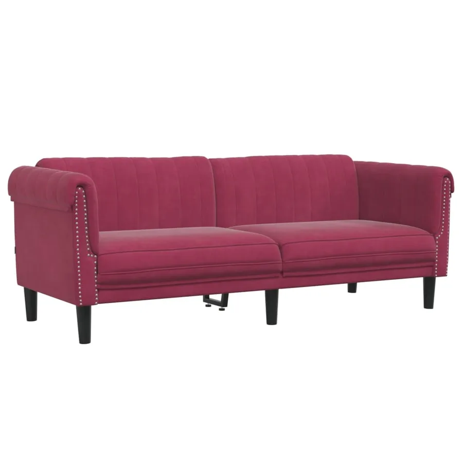 Ensemble de canapés 2 pcs rouge bordeaux velours - 5