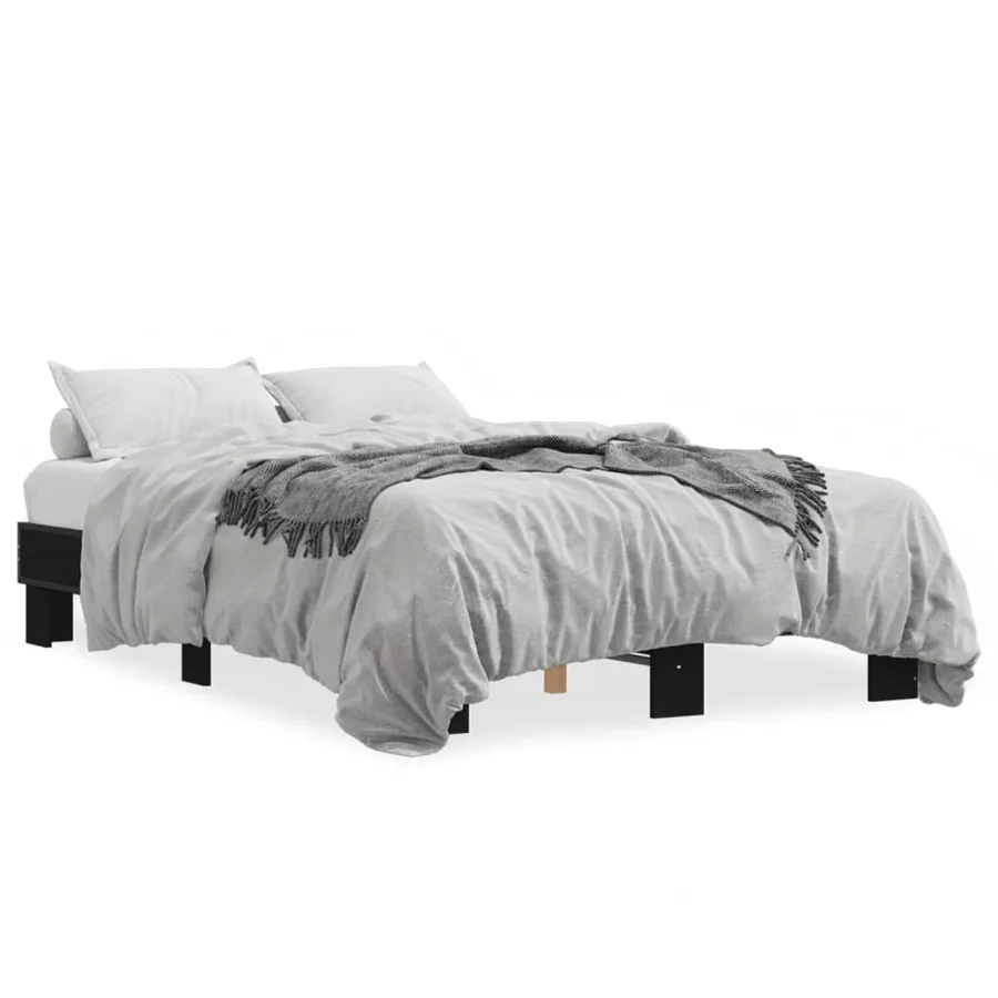 Cadre de lit sans matelas noir 140x200 cm - 2