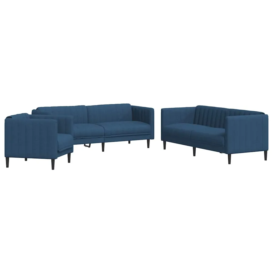 Ensemble de canapés 3 pcs bleu tissu - 2