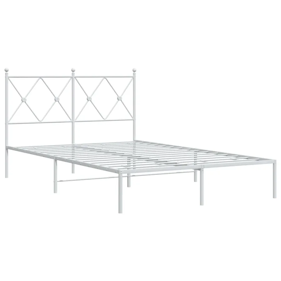 Cadre de lit métal sans matelas et tête de lit blanc 120x200 cm - 3
