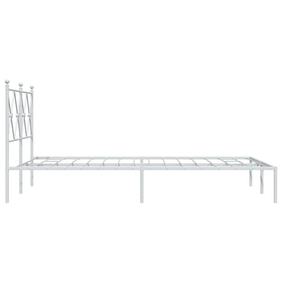 Cadre de lit métal sans matelas et tête de lit blanc 120x200 cm - 5