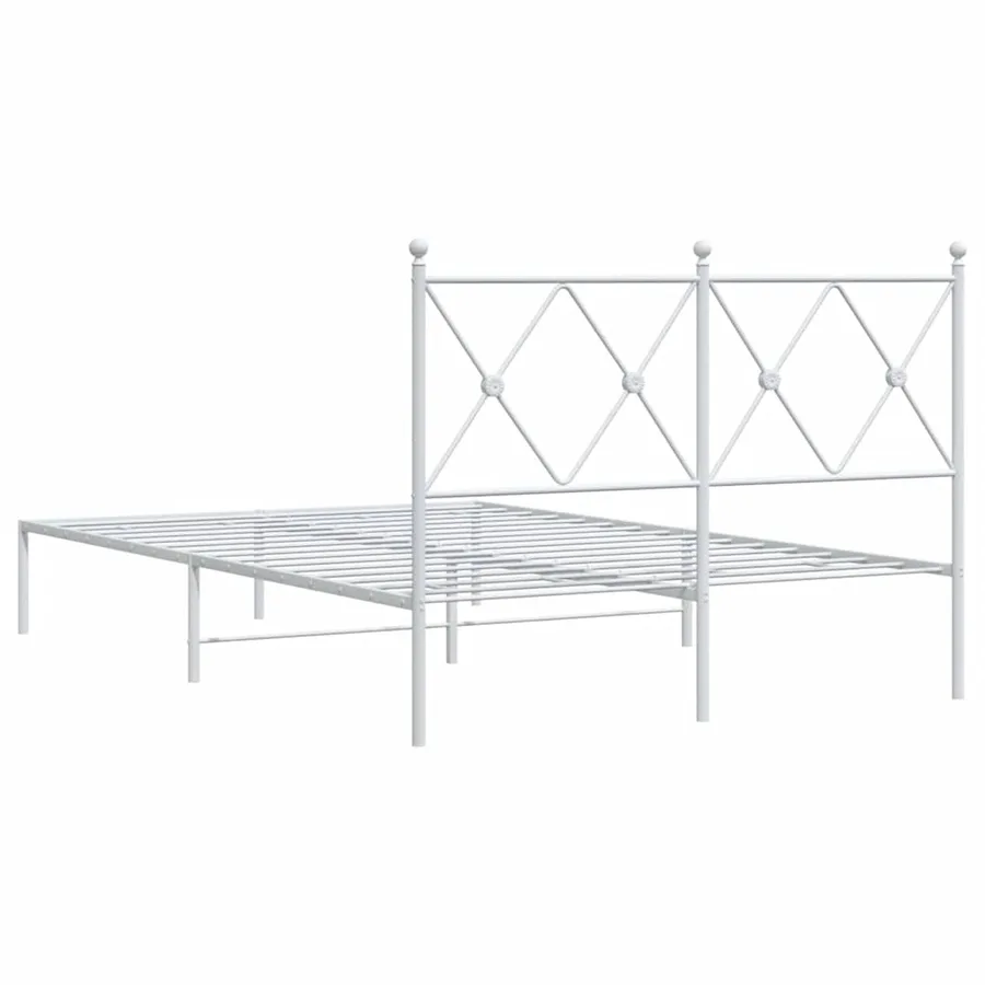 Cadre de lit métal sans matelas et tête de lit blanc 120x200 cm - 6