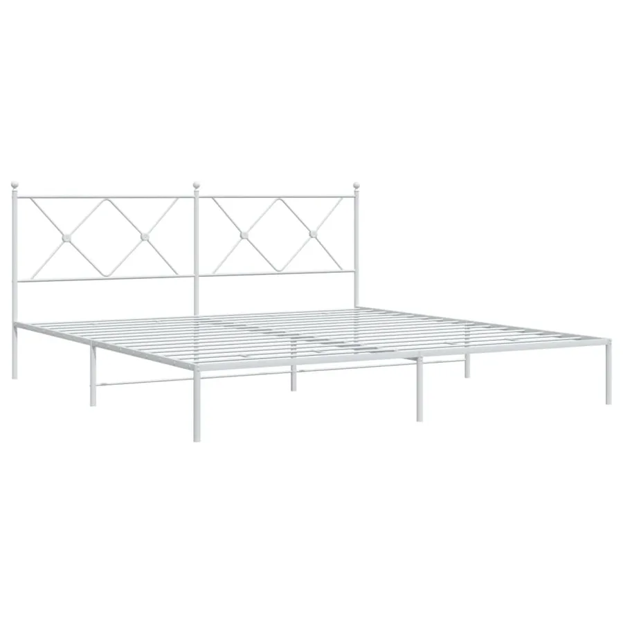 Cadre de lit métal sans matelas et tête de lit blanc 183x213 cm - 3