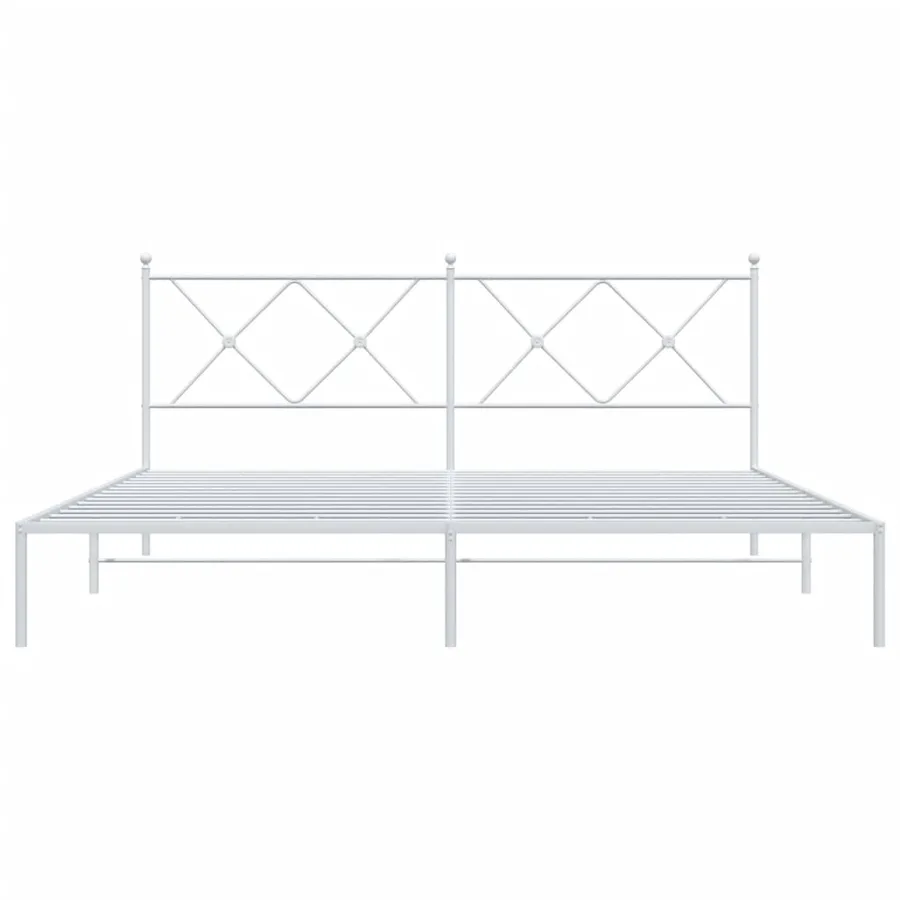 Cadre de lit métal sans matelas et tête de lit blanc 183x213 cm - 4