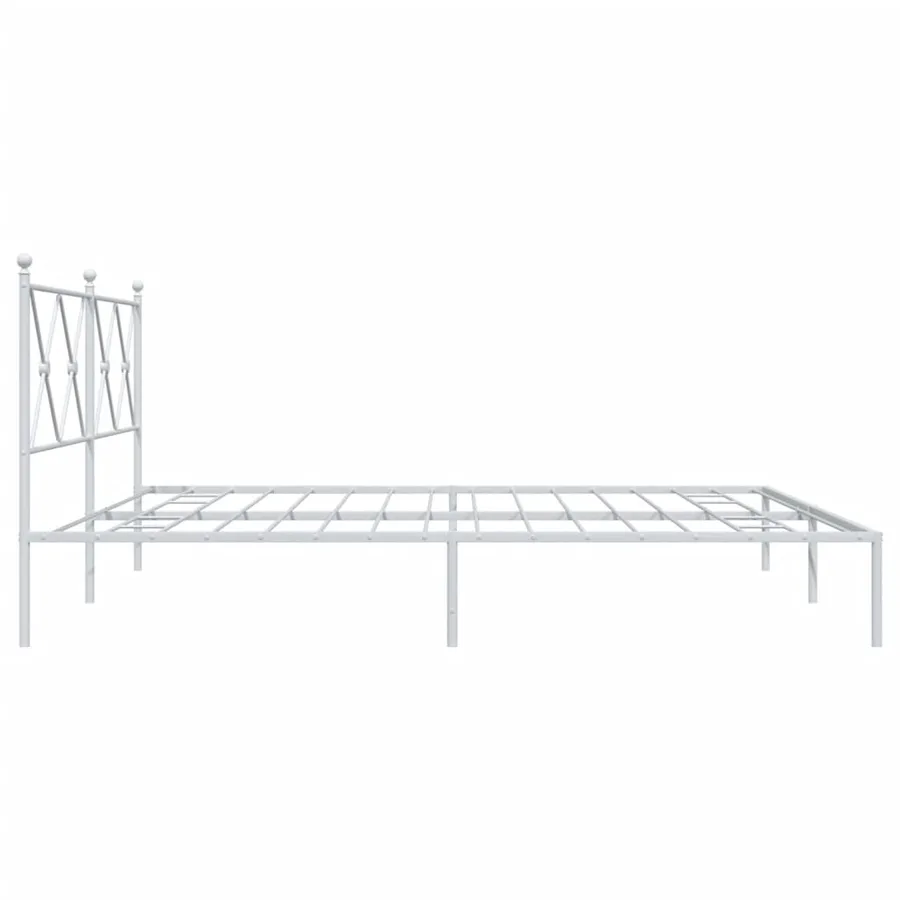 Cadre de lit métal sans matelas et tête de lit blanc 183x213 cm - 5