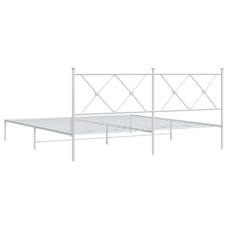 Cadre de lit métal sans matelas et tête de lit blanc 183x213 cm - 6