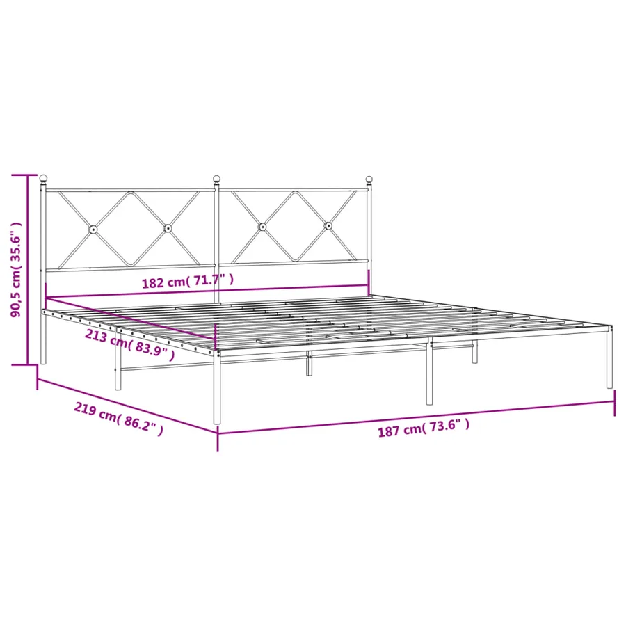 Cadre de lit métal sans matelas et tête de lit blanc 183x213 cm - 8