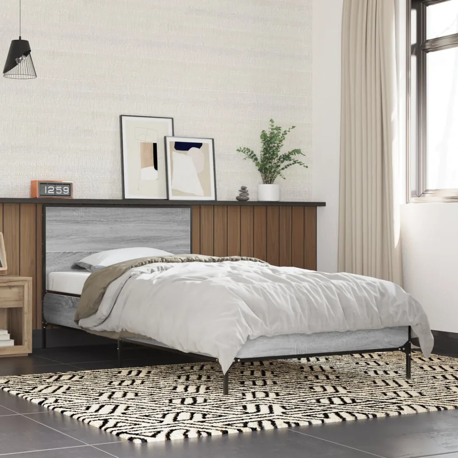 Cadre de lit sans matelas sonoma gris 100x200 cm