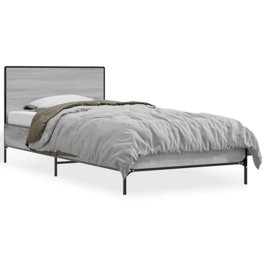 Cadre de lit sans matelas sonoma gris 100x200 cm - 2