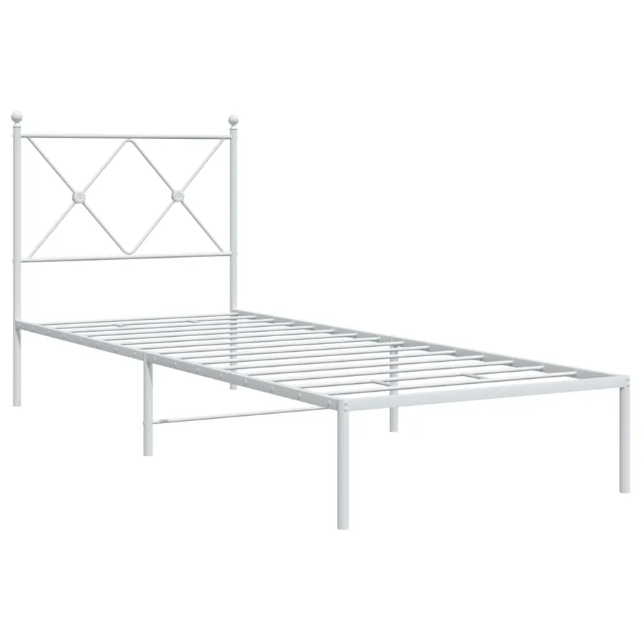 Cadre de lit métal sans matelas avec tête de lit blanc 80x200cm - 3