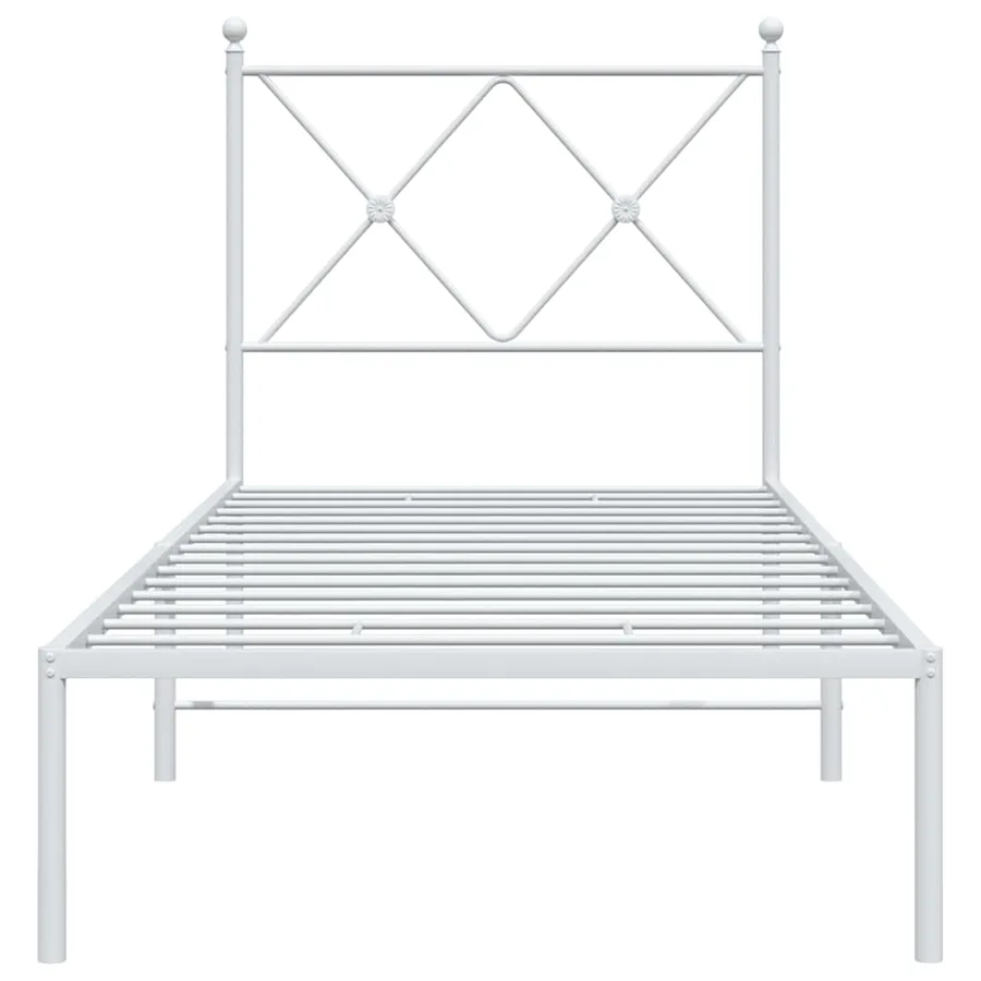 Cadre de lit métal sans matelas avec tête de lit blanc 80x200cm - 4