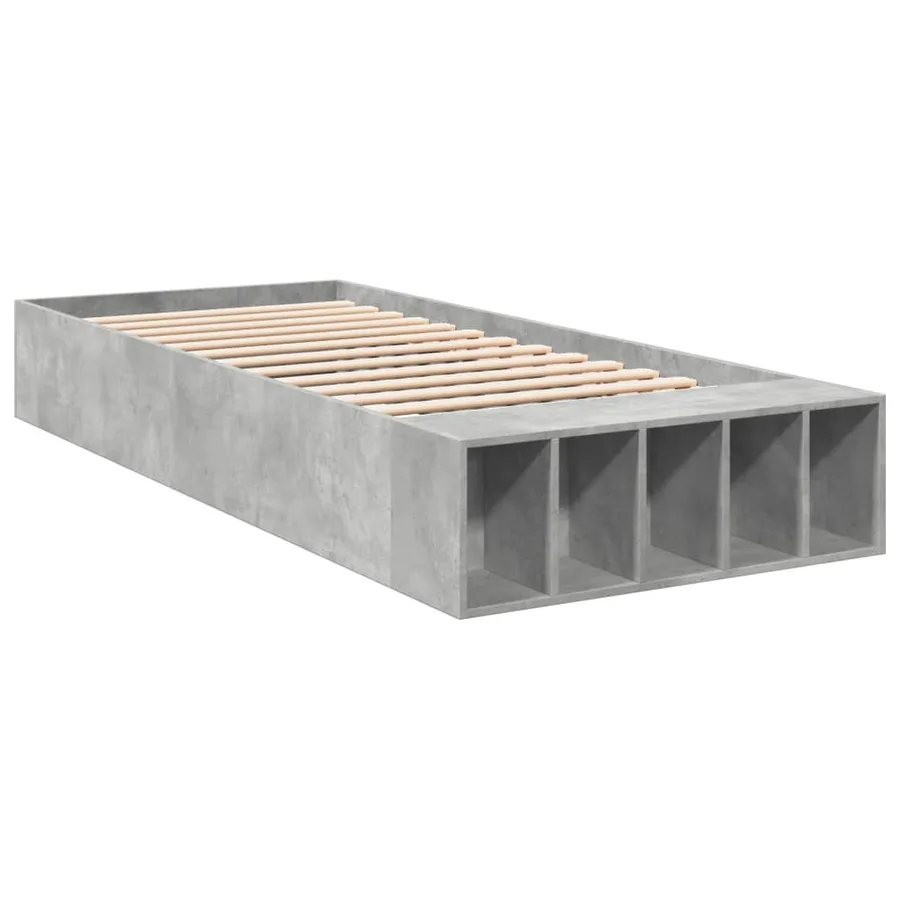 Cadre de lit sans matelas gris béton 90x200 cm - 3