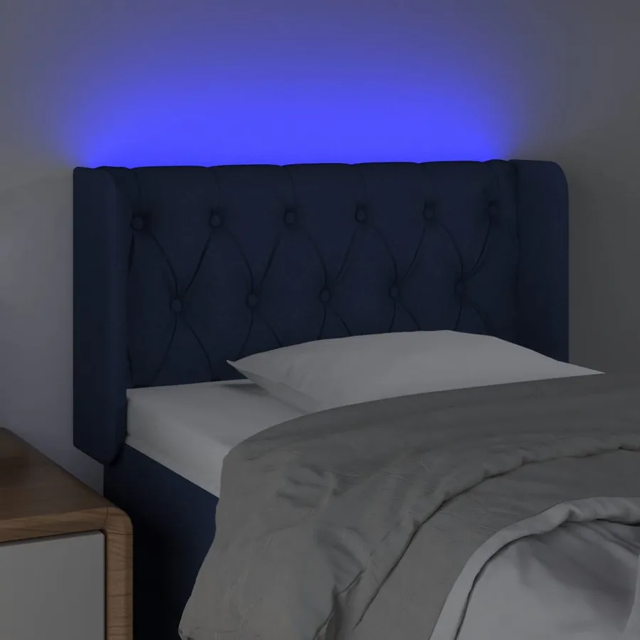 Tête de lit à LED Bleu 83x16x78/88 cm Tissu - 4