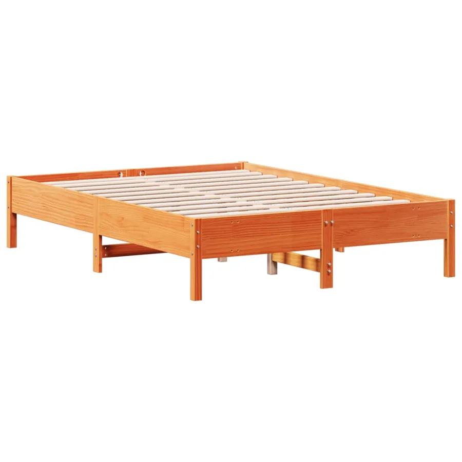 Cadre de lit sans matelas cire marron 140x190cm bois pin massif - 6