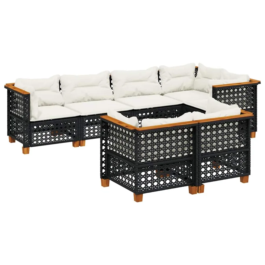 Salon de jardin 7 pcs avec coussins noir résine tressée 63,5 x 63,5 x 62 cm - 67,8 kg - 2