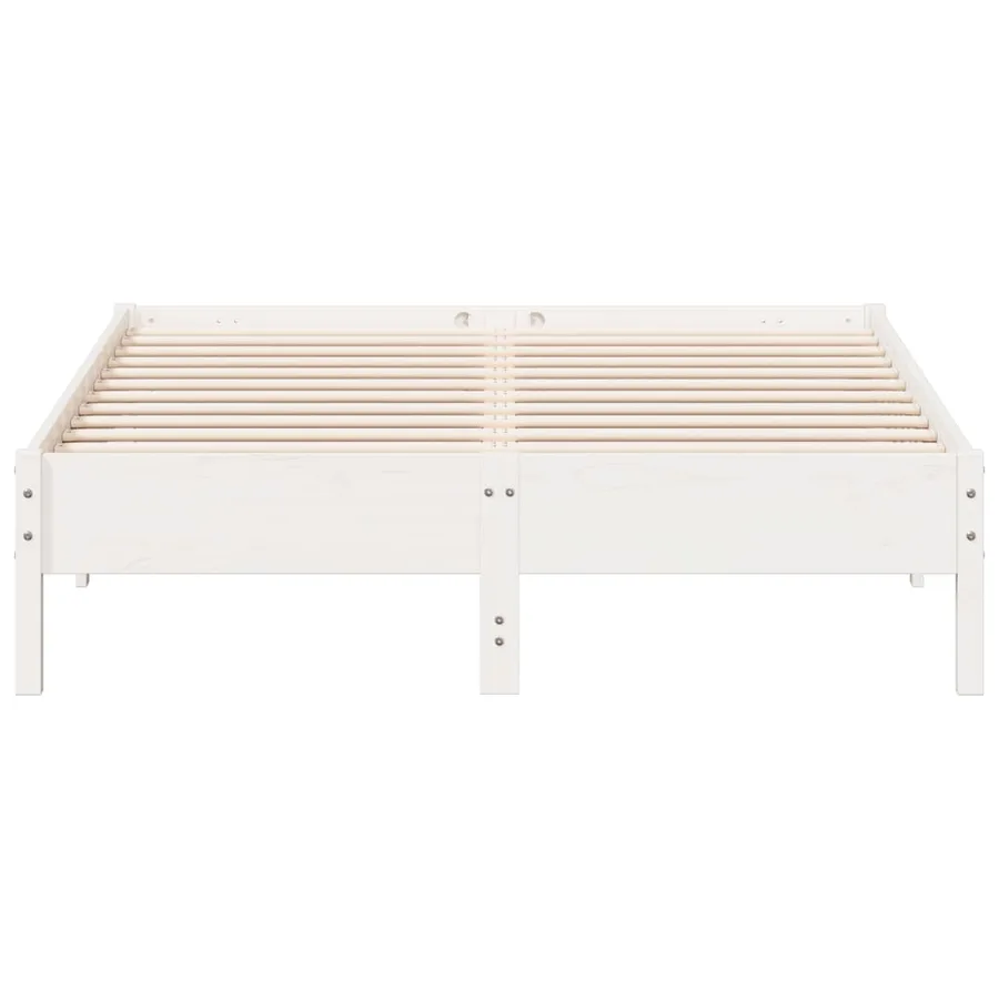 Cadre de lit sans matelas blanc 140x200 cm bois de pin massif - 4