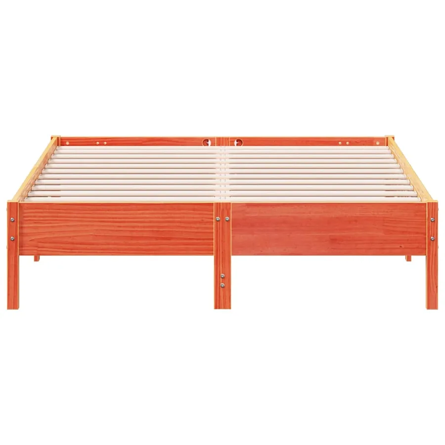 Cadre de lit sans matelas cire marron 140x200cm bois pin massif - 4