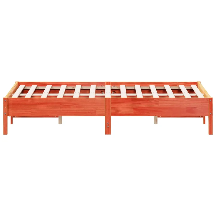 Cadre de lit sans matelas cire marron 140x200cm bois pin massif - 5