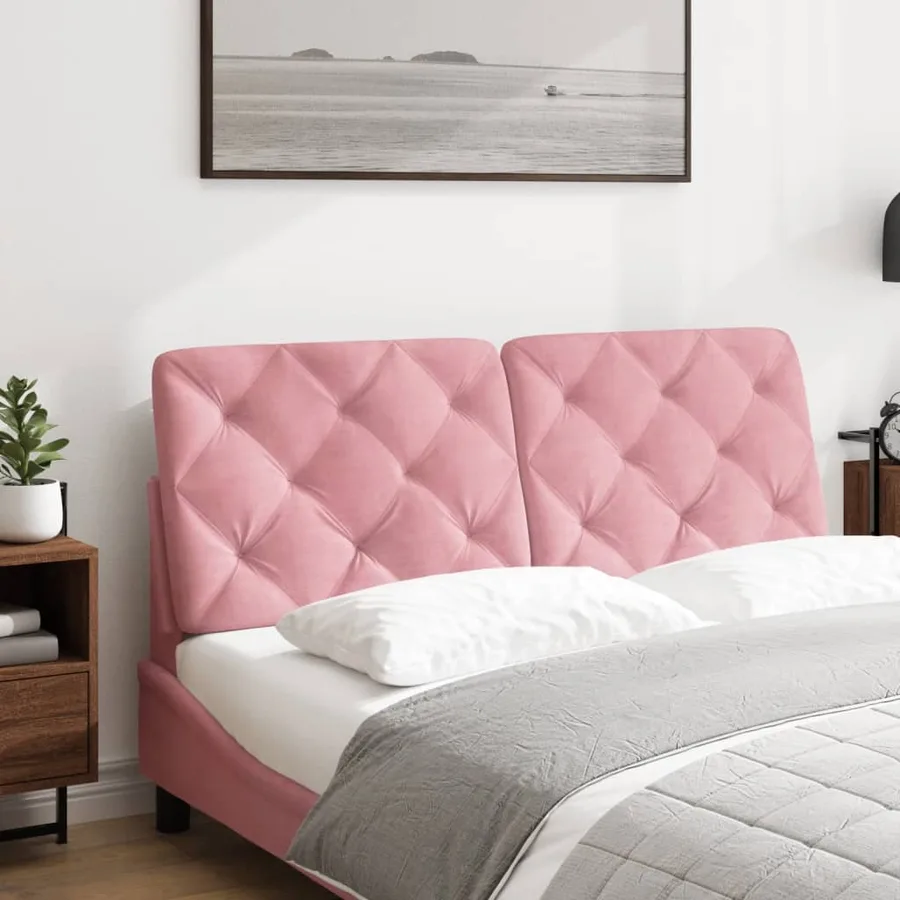 Coussin de tête de lit rose 120 cm velours - 3