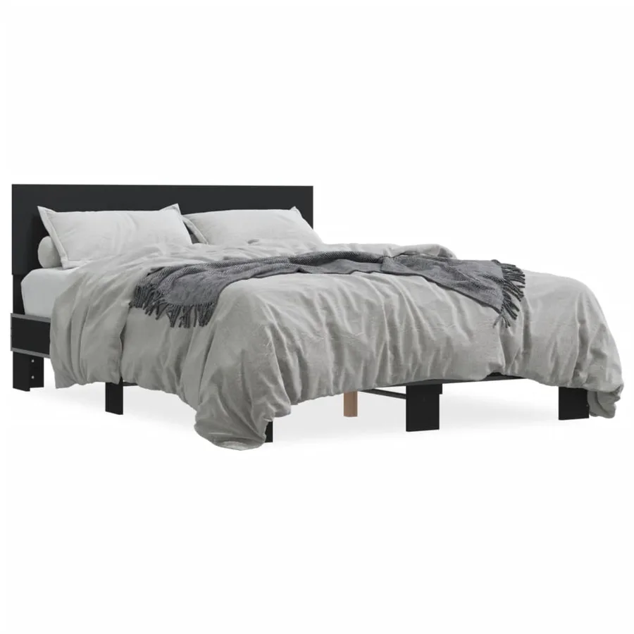Cadre de lit sans matelas noir 120x200 cm - 2