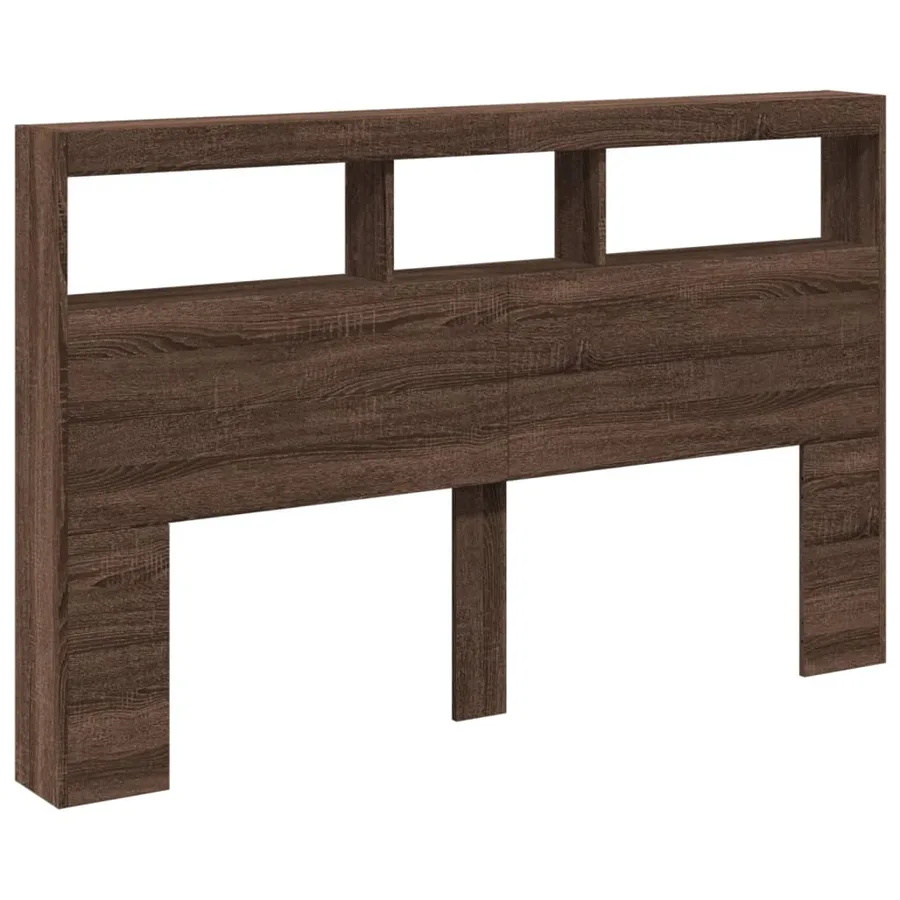 Armoire tête de lit avec LED chêne marron 160x17x102 cm - 3