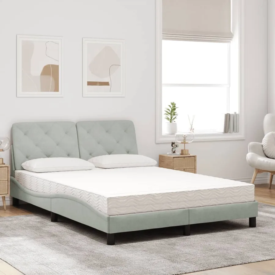 Lit avec matelas gris clair 120x200 cm velours - 3