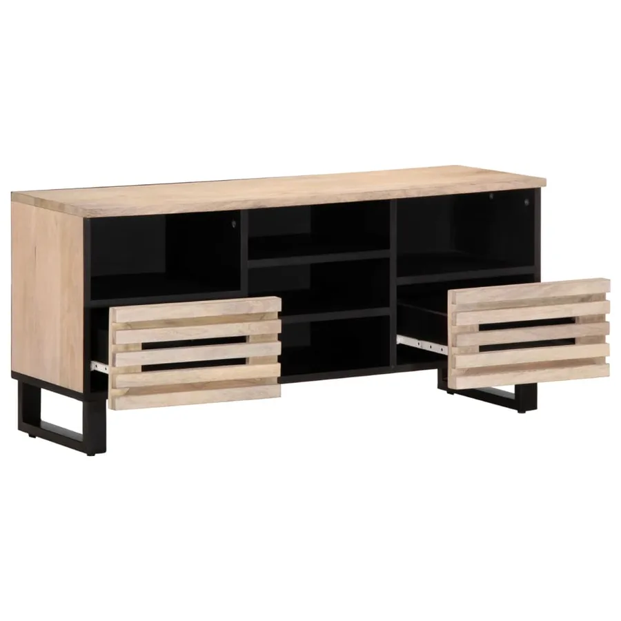 Meuble TV 100x34x46 cm bois massif de manguier - 3