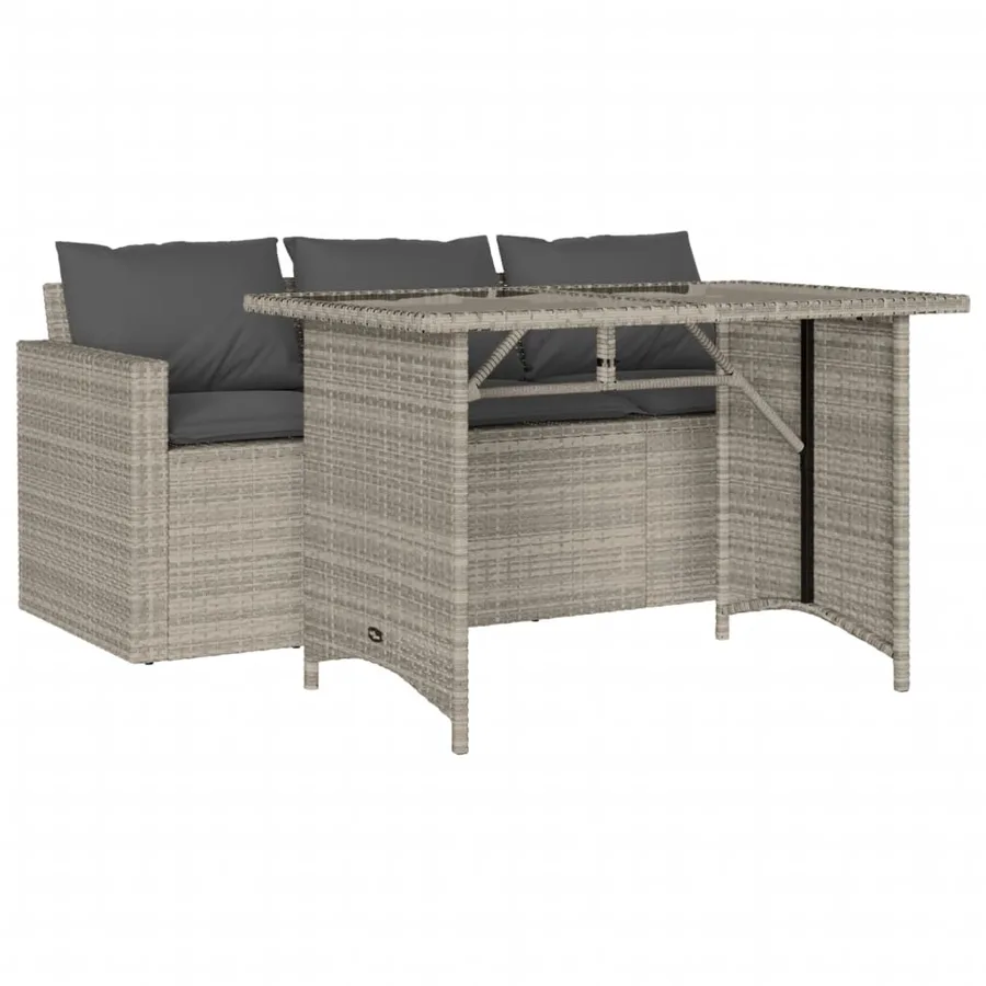 Ensemble à manger de jardin et coussins 2 pcs gris clair rotin - 2