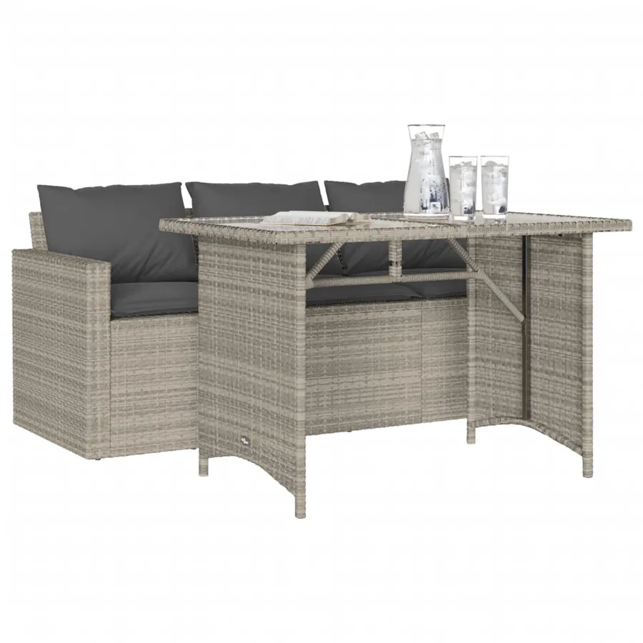 Ensemble à manger de jardin et coussins 2 pcs gris clair rotin - 3