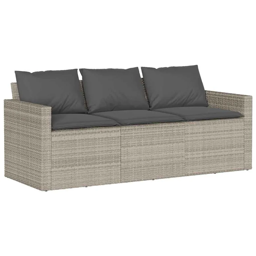 Ensemble à manger de jardin et coussins 2 pcs gris clair rotin - 4