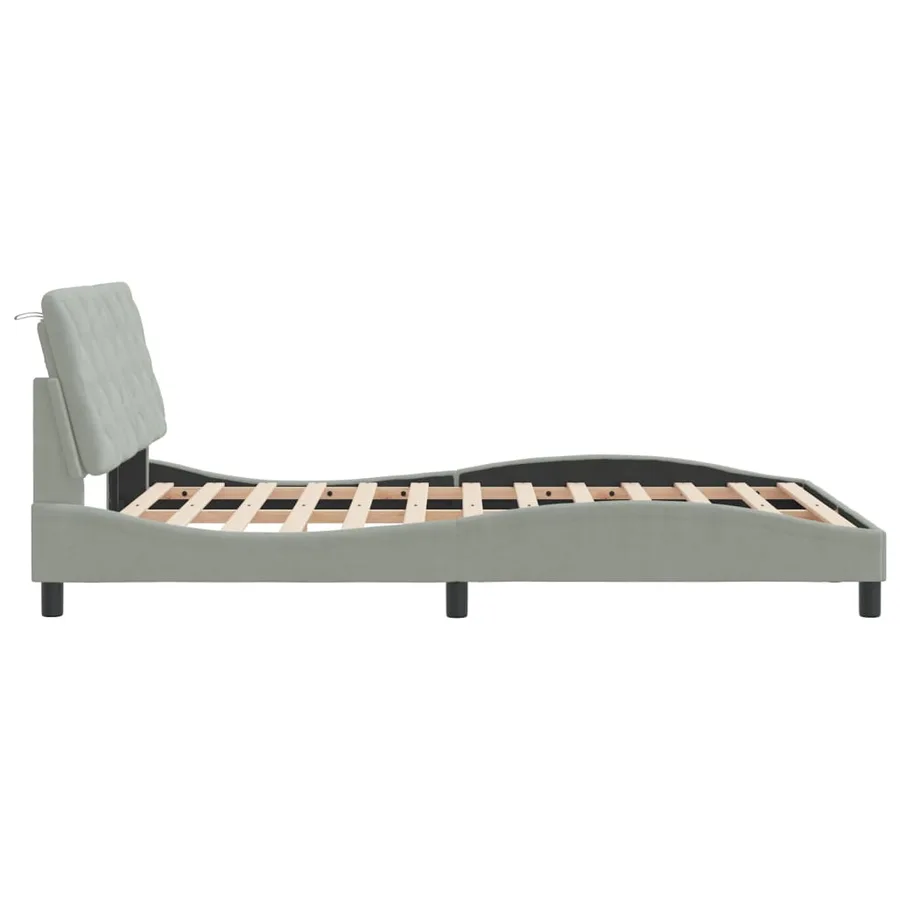 Cadre de lit avec LED sans matelas gris clair 140x200cm velours - 7