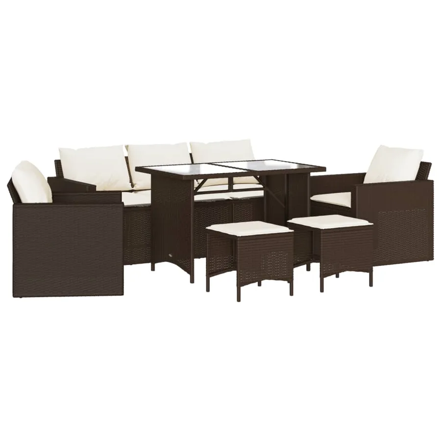 Salon de jardin avec coussins 6 pcs marron résine tressée - 2