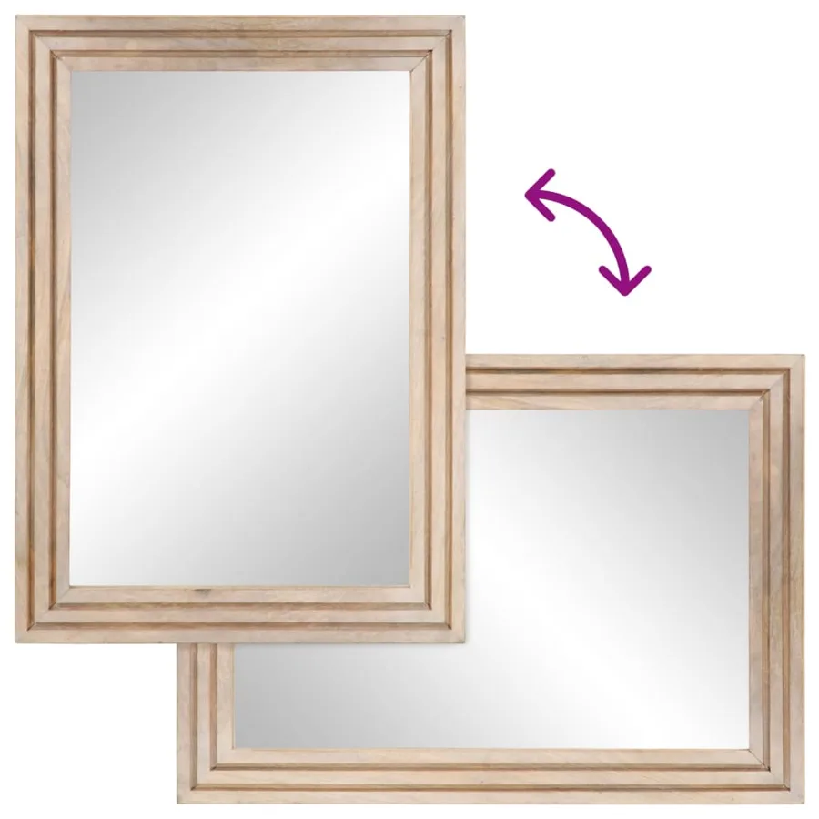 Miroir de bain 50x70 cm bois de manguier massif et verre - 4