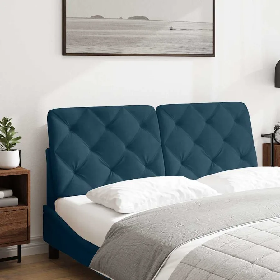 Coussin de tête de lit bleu 140 cm velours - 3
