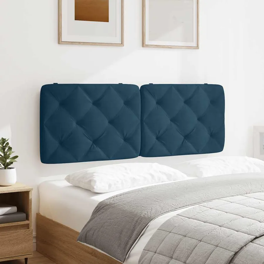 Coussin de tête de lit bleu 140 cm velours - 4