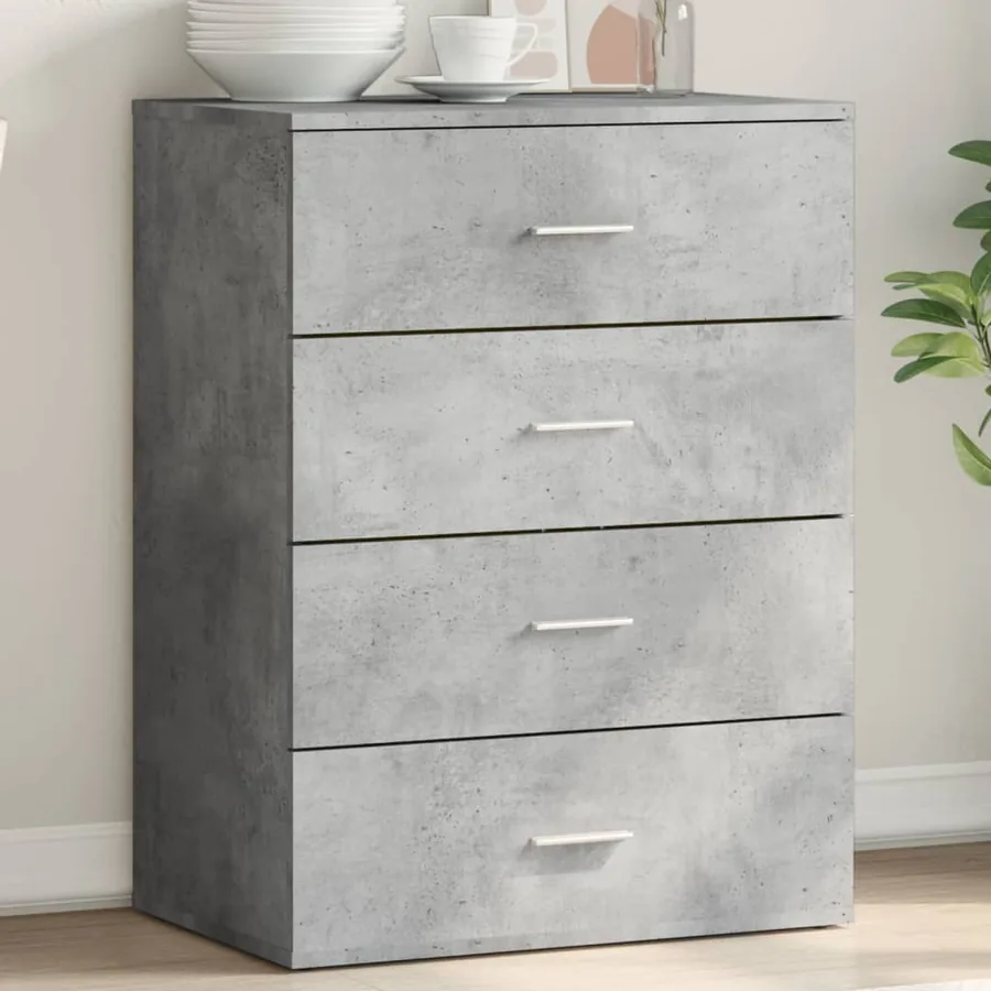 Buffet gris béton 60x39x80 cm bois d'ingénierie
