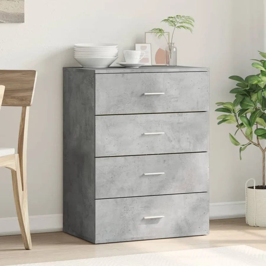 Buffet gris béton 60x39x80 cm bois d'ingénierie - 3