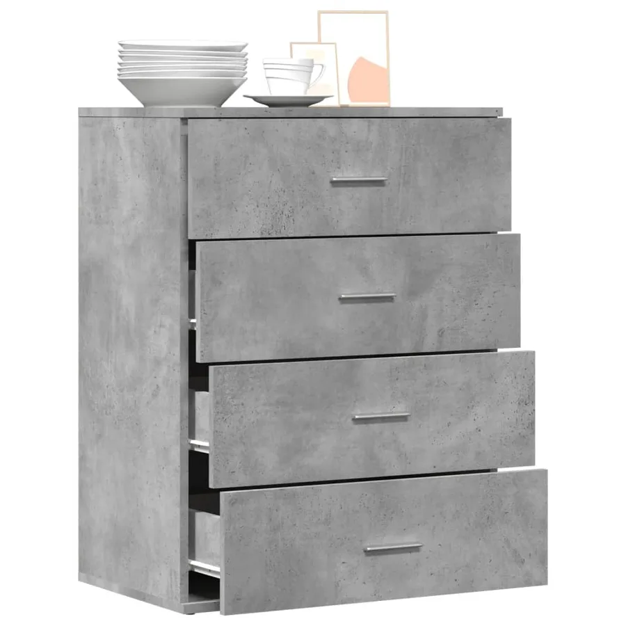 Buffet gris béton 60x39x80 cm bois d'ingénierie - 4