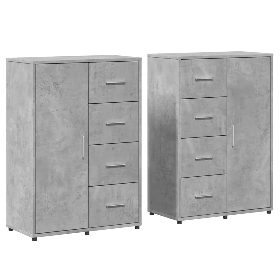 Buffets 2 pcs gris béton 60x31x84 cm bois d'ingénierie - 2
