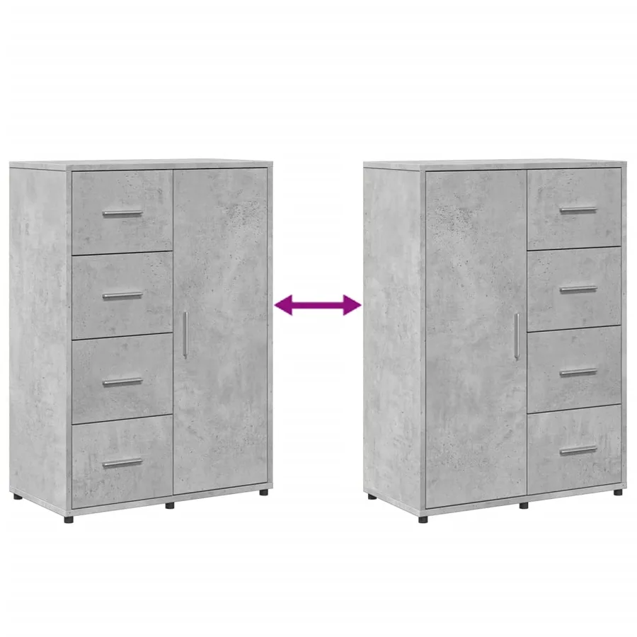 Buffets 2 pcs gris béton 60x31x84 cm bois d'ingénierie - 9