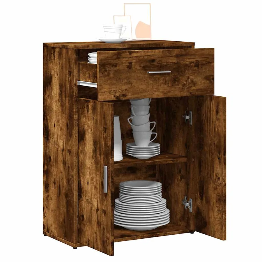Buffet chêne fumé 60x30x84 cm bois d'ingénierie - 4