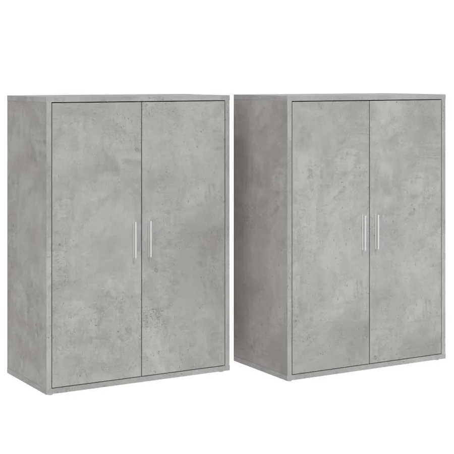 Buffets 2 pcs gris béton 60x31x84 cm bois d'ingénierie - 2