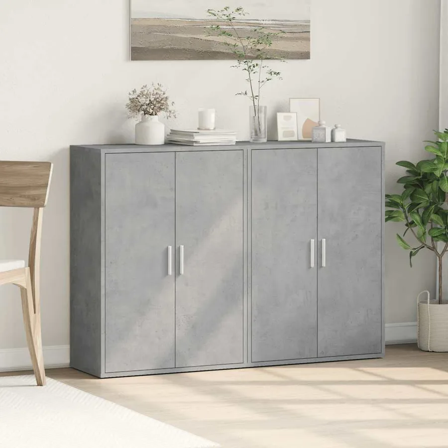 Buffets 2 pcs gris béton 60x31x84 cm bois d'ingénierie - 3