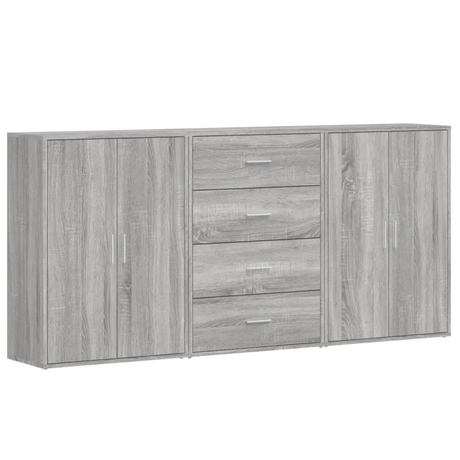 Buffets 3 pcs sonoma gris 60x31x84 cm bois d'ingénierie - 2