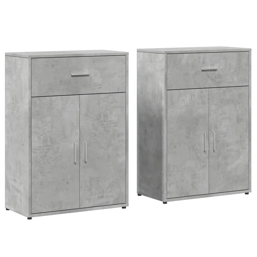 Buffets 2 pcs gris béton 60x30x84 cm bois d'ingénierie - 2