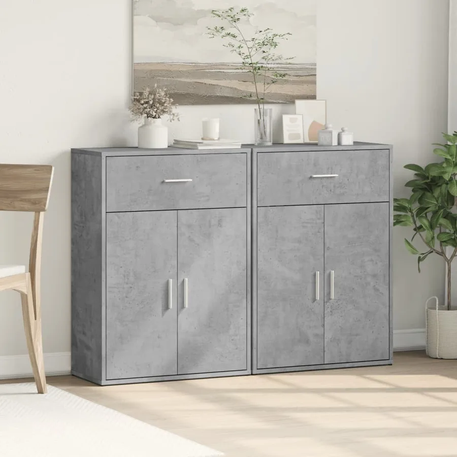 Buffets 2 pcs gris béton 60x30x84 cm bois d'ingénierie - 3