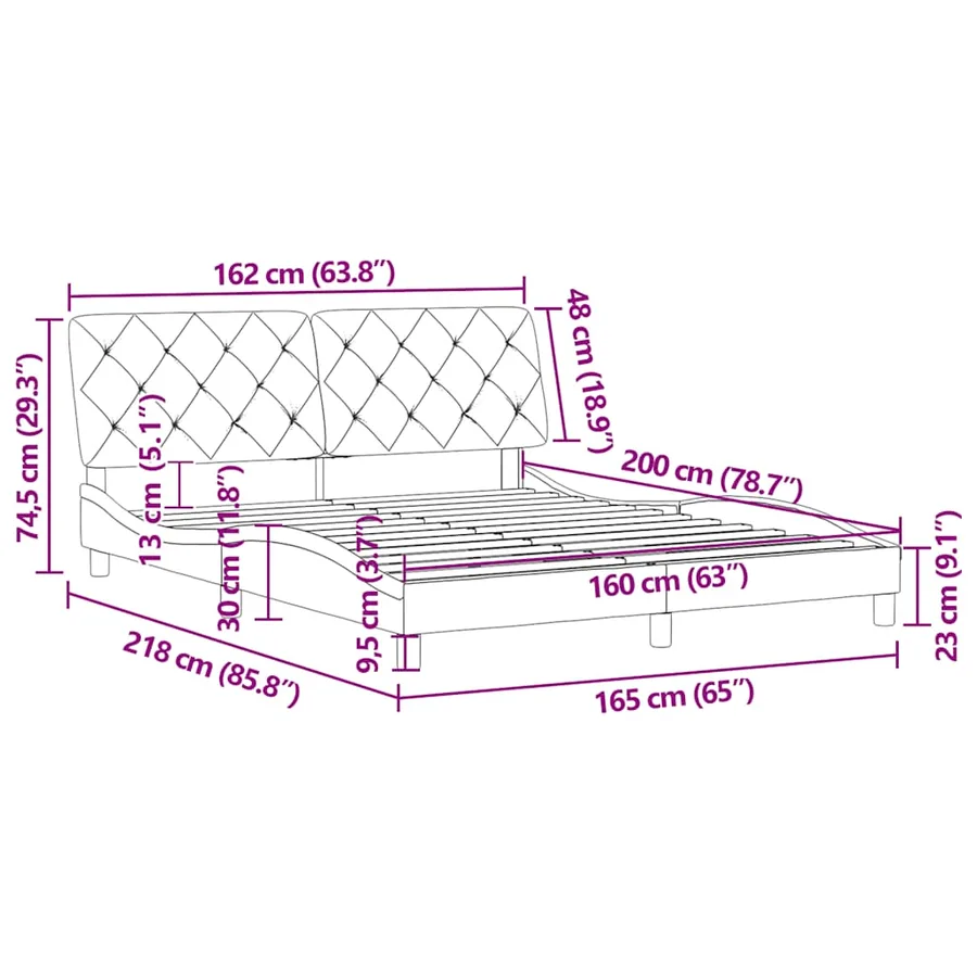 Cadre de lit sans matelas gris clair 160x200 cm velours - 12